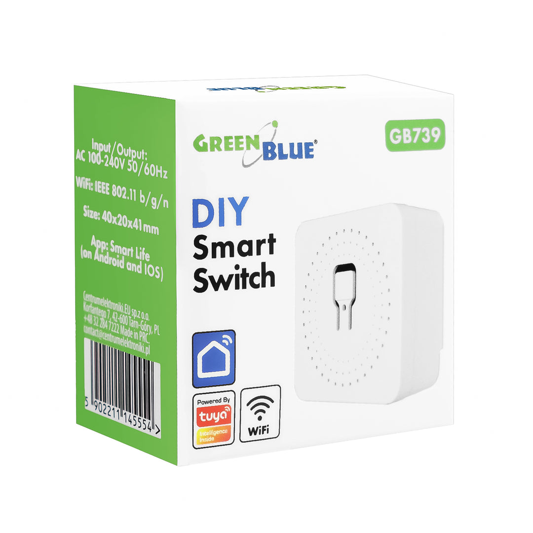 Relais Wi-Fi encastrable GreenBlue, compatible Android/iOS/Alexa/Google Home, 100-240 V CA, 50/60 Hz, 16 A max., pour LED 150 W, GB739, lot de 2