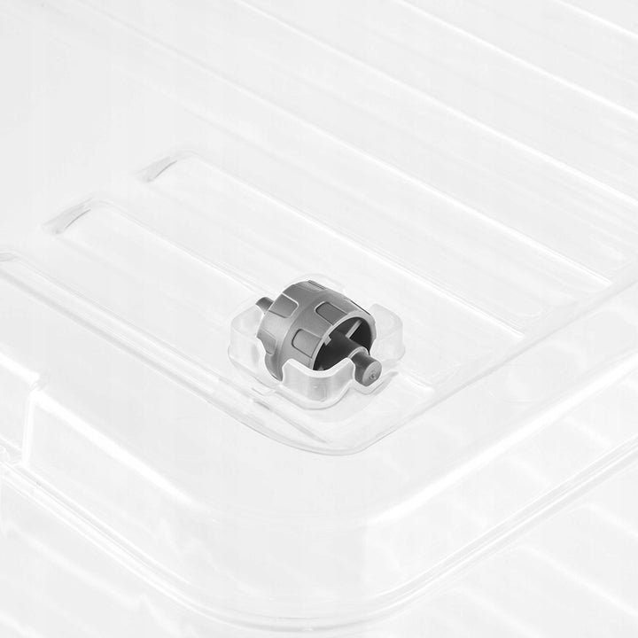 Conteneur avec couvercle Leo Keeeper, capacité 37 L, transparent, muni de roulettes, couvercle à fermeture par clips, lot de 3