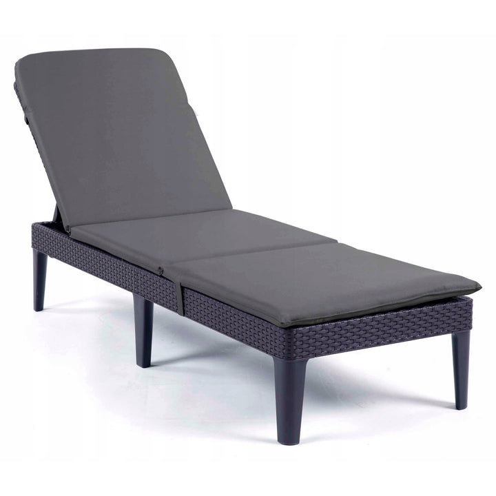 Coussin pour transat Jaipur, couleur gris foncé, tissu S-500, dimensions 190 x 60 cm, deux systèmes de fixation, imperméable, lavable dans son intégralité, S-49, 2 pièces
