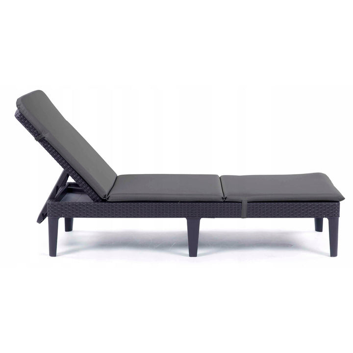 Coussin pour transat Jaipur, couleur gris foncé, tissu S-500, dimensions 190 x 60 cm, deux systèmes de fixation, imperméable, lavable dans son intégralité, S-49, 3 pièces