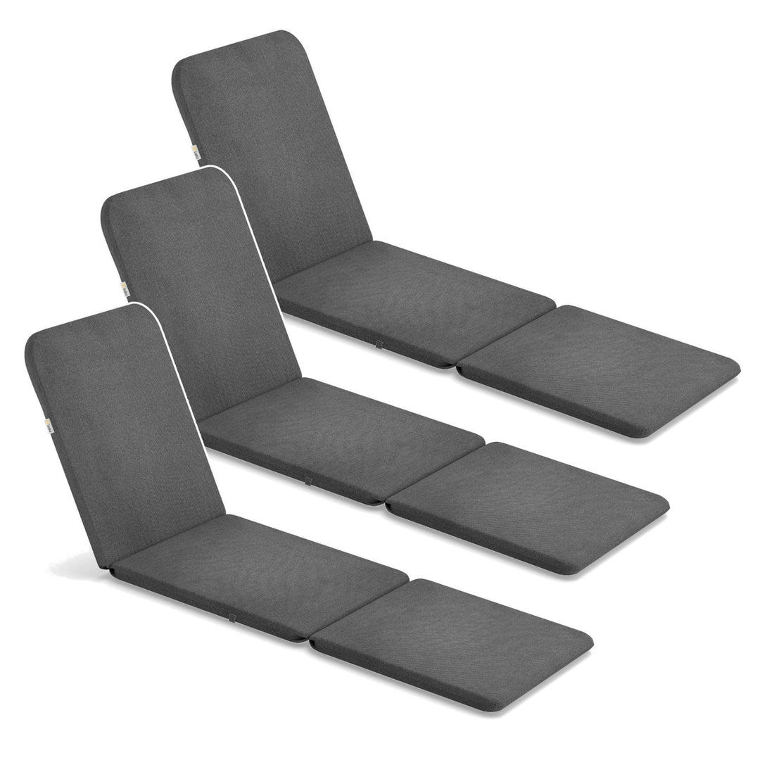 Coussin pour transat Jaipur, couleur gris foncé, tissu S-500, dimensions 190 x 60 cm, deux systèmes de fixation, imperméable, lavable dans son intégralité, S-49, 3 pièces