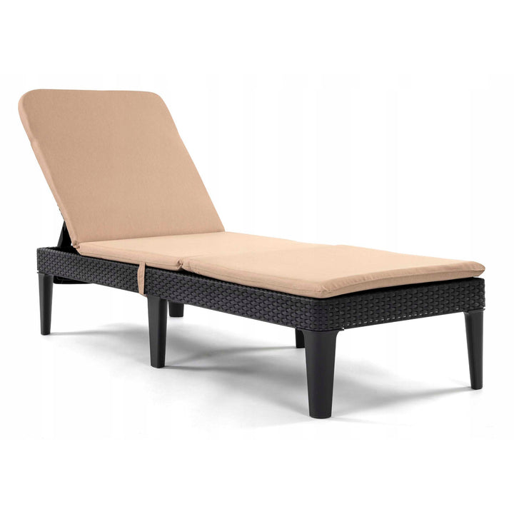 Coussin pour transat Jaipur, couleur beige, tissu S-550 mélangé, dimensions 190 x 60 cm, deux systèmes de fixation, imperméable, lavable dans son intégralité, mélangé S-21, lot de 3 pièces
