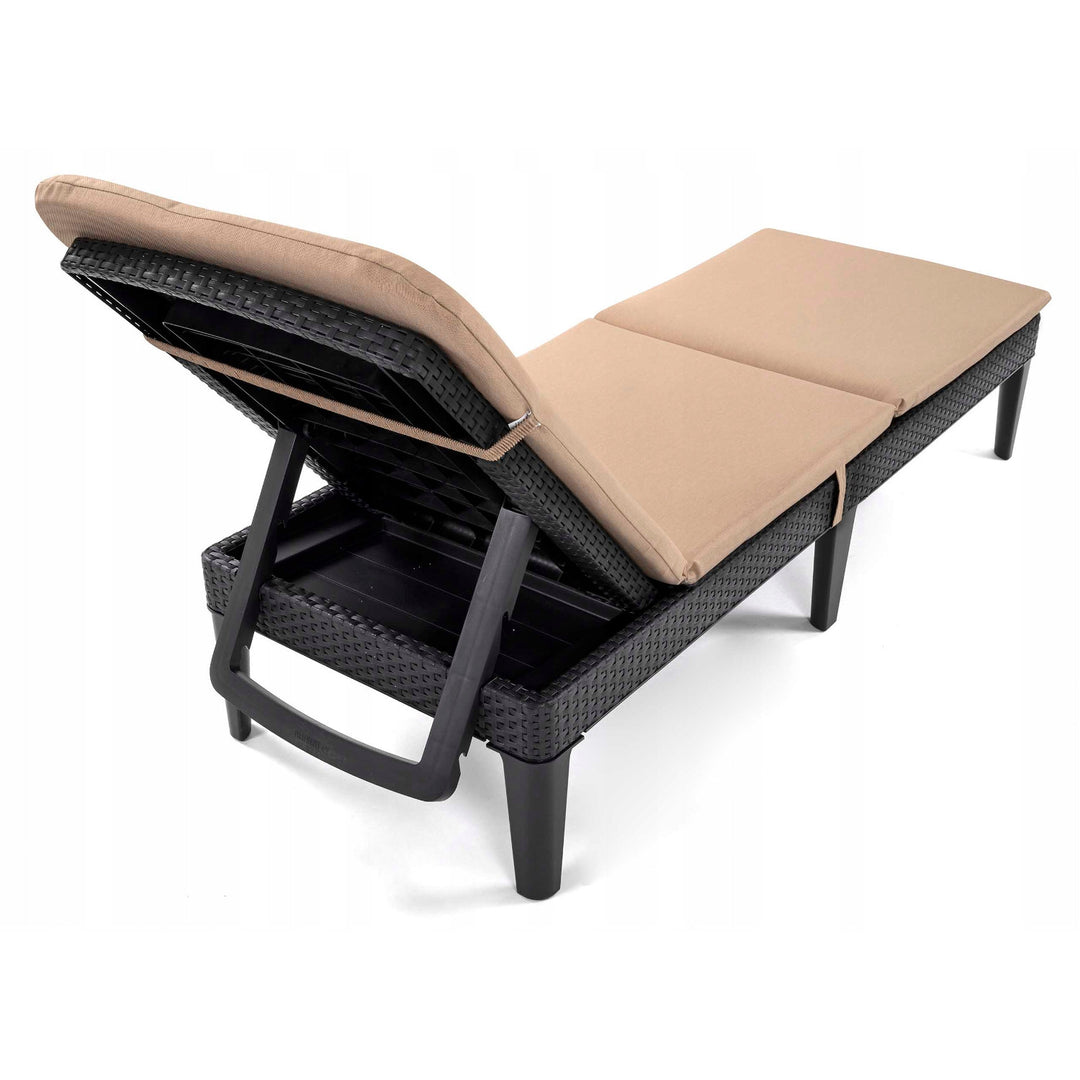 Coussin pour transat Jaipur, couleur beige, tissu S-550 mélangé, dimensions 190 x 60 cm, deux systèmes de fixation, imperméable, lavable dans son intégralité, mélangé S-21, lot de 3 pièces