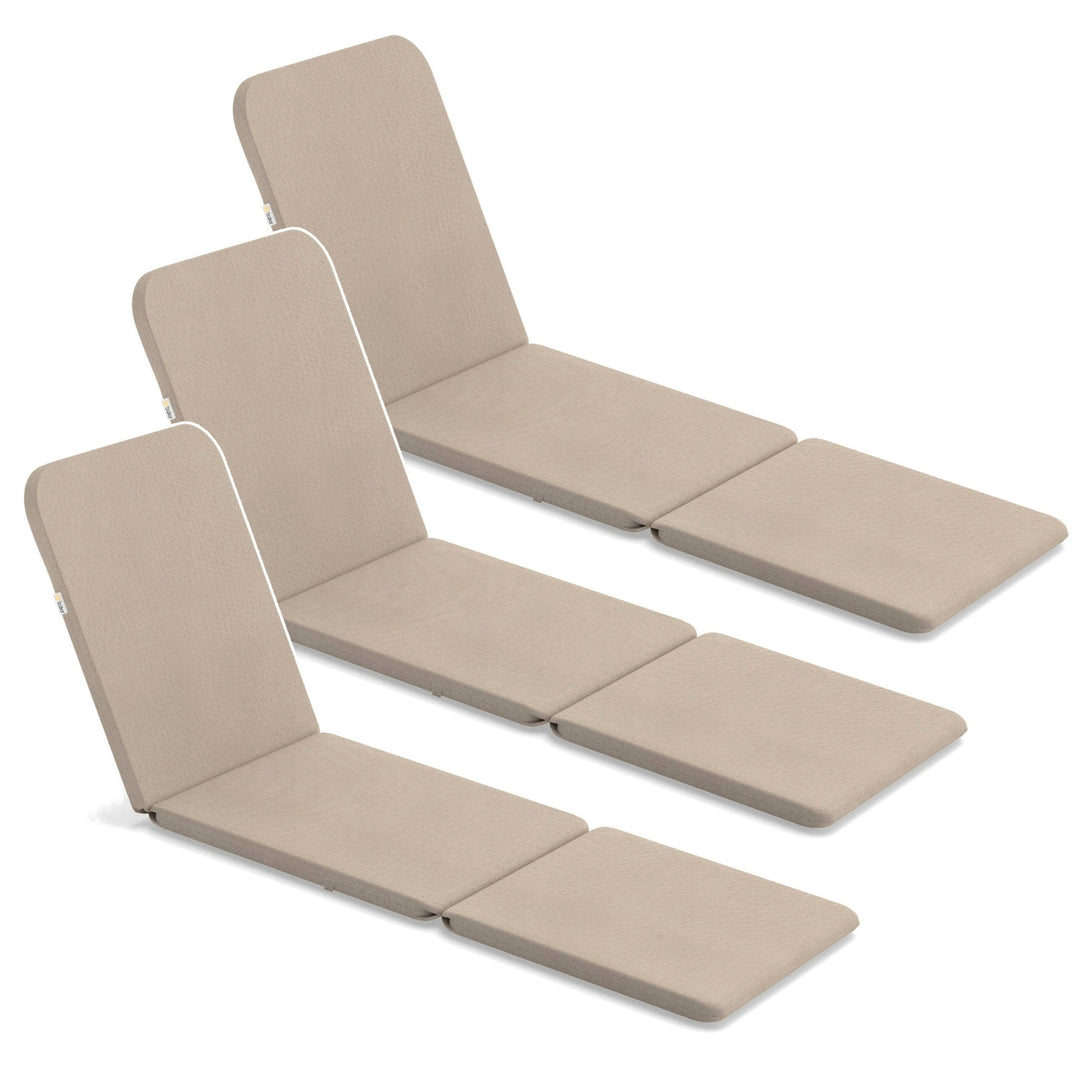 Coussin pour transat Jaipur, couleur beige, tissu S-550 mélangé, dimensions 190 x 60 cm, deux systèmes de fixation, imperméable, lavable dans son intégralité, mélangé S-21, lot de 3 pièces