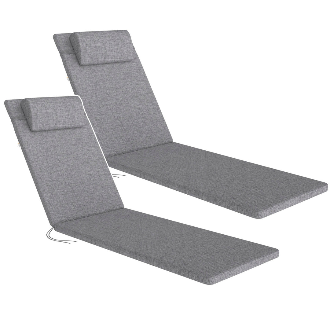 Coussin pour transat Madera, couleur grise, tissu S-550 mélangé, dimensions 190 x 55 cm, fixation par sangle élastique, imperméable, mélangé S-23, 2 pièces