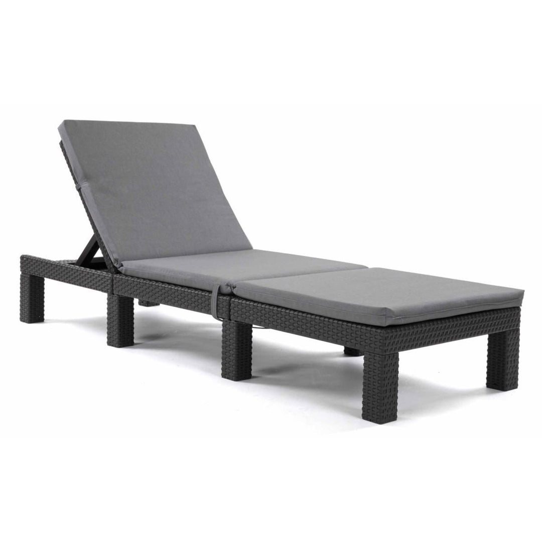 Coussin pour transat Daytona, couleur grise, tissu S-550 Melange, dimensions 192 x 64 cm, fixation par sangle élastique, imperméable, Melange S-23, lot de 2