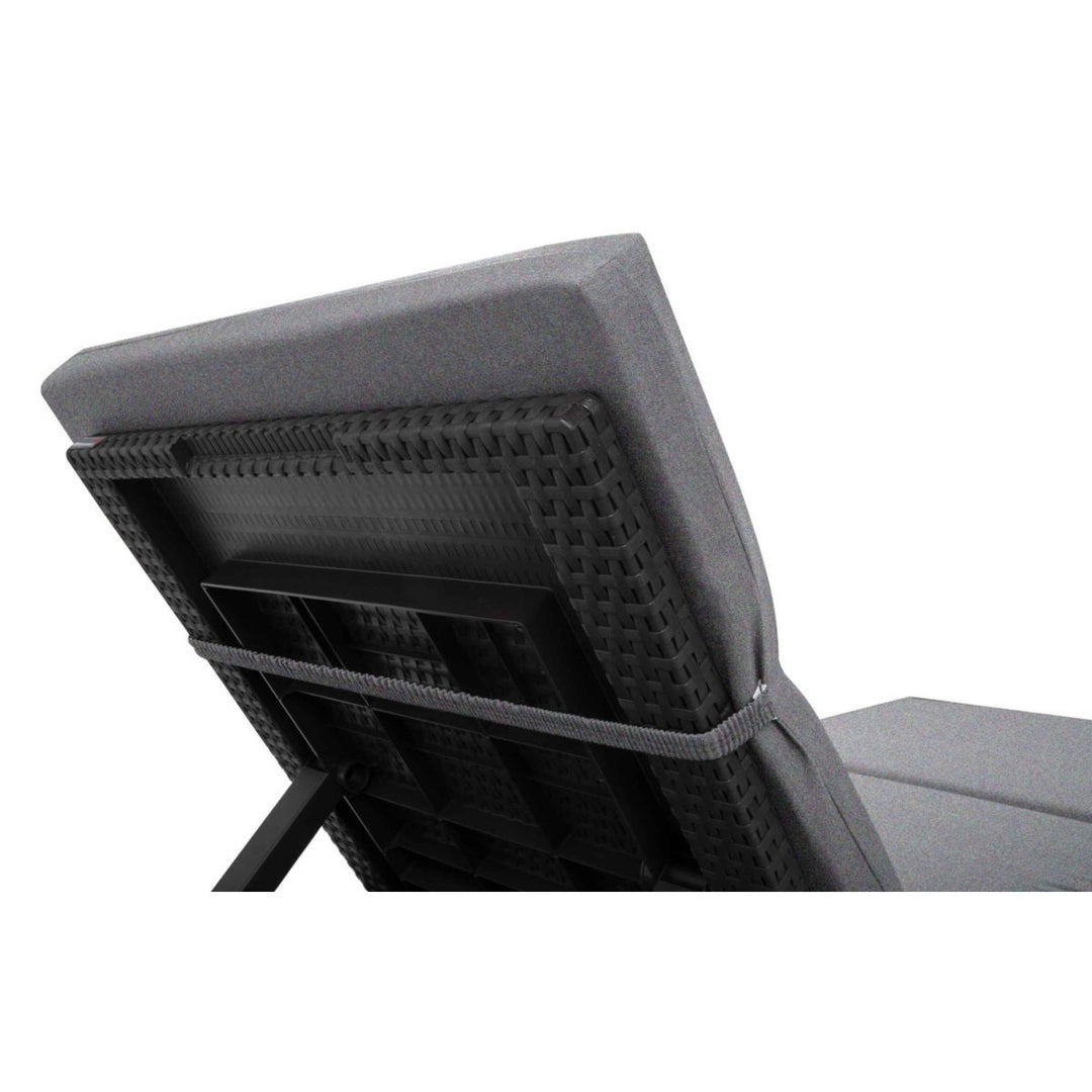Coussin pour transat Daytona, couleur grise, tissu S-550 Melange, dimensions 192 x 64 cm, fixation par sangle élastique, imperméable, Melange S-23, lot de 2