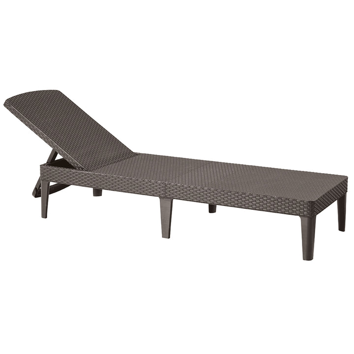 Chaise longue de jardin réglable Jaipur Sun Lounger, marron + coussin pour chaise longue Jaipur, couleur gris foncé, tissu S-500, dimensions 190 x 60 cm