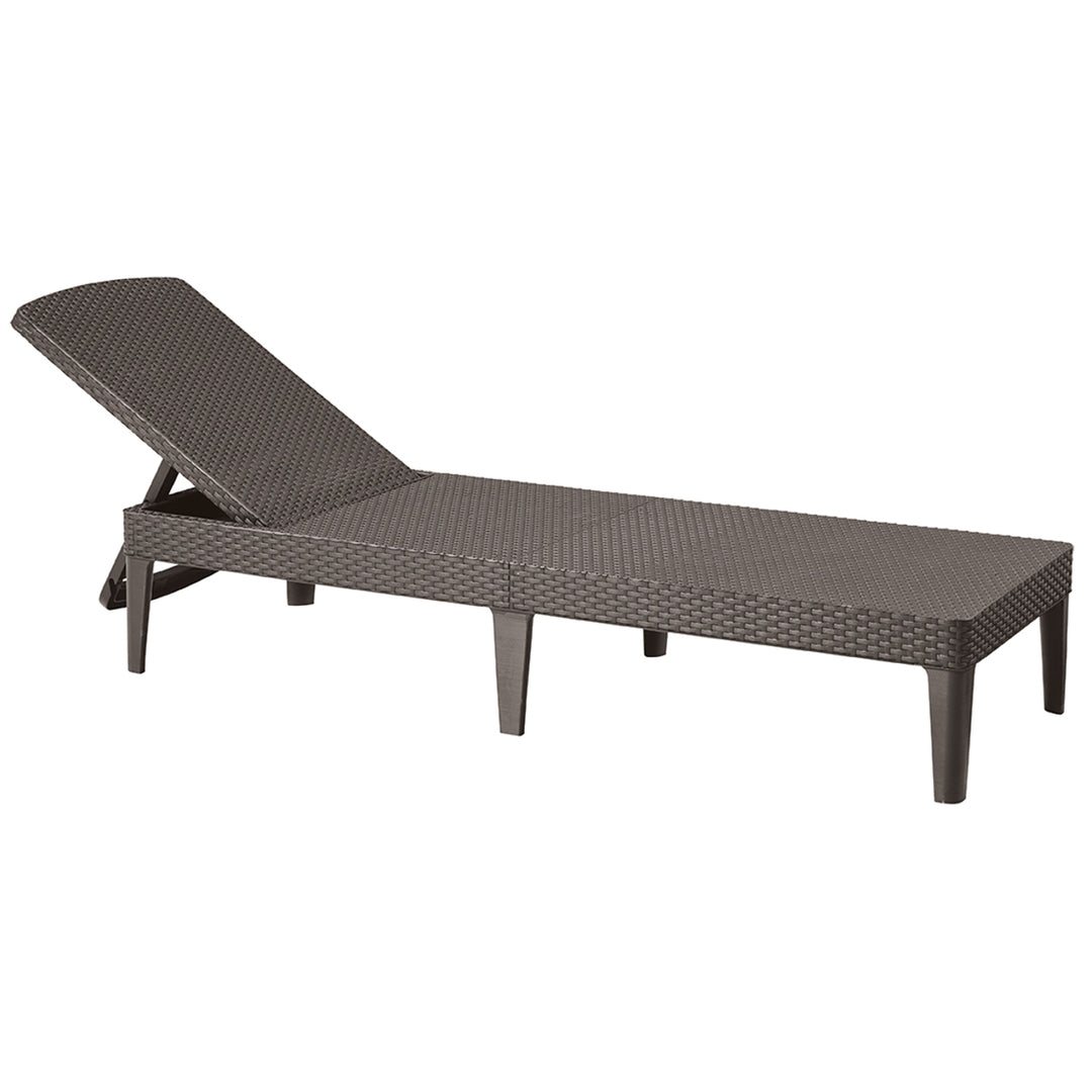 Chaise longue de jardin réglable Jaipur Sun Lounger, couleur marron + coussin pour chaise longue Jaipur, couleur beige, tissu S-550 Melange, dimensions 190 x 60 cm