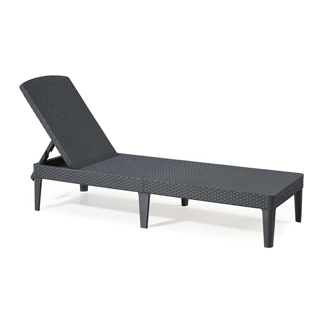 Chaise longue de jardin réglable Jaipur Sun Lounger, couleur graphite + coussin pour chaise longue Jaipur, couleur gris foncé, tissu S-500, dimensions 190 x 60 cm