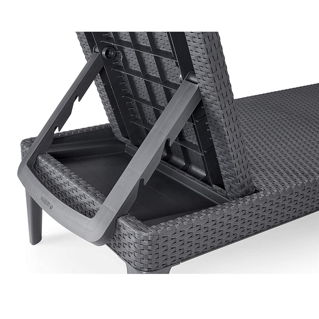 Chaise longue de jardin réglable Jaipur Sun Lounger, couleur graphite + coussin pour chaise longue Jaipur, couleur gris foncé, tissu S-500, dimensions 190 x 60 cm