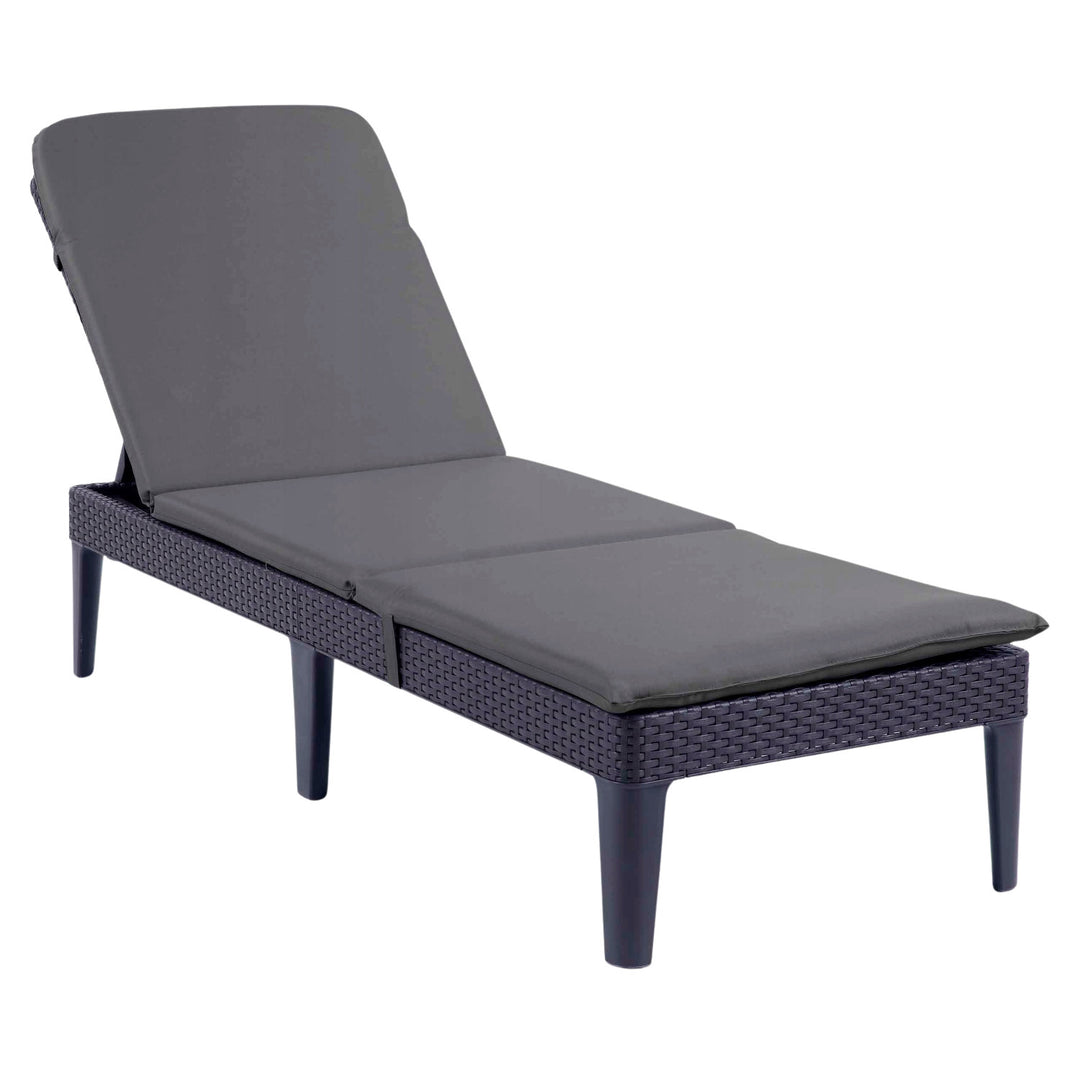 Chaise longue de jardin réglable Jaipur Sun Lounger, couleur graphite + coussin pour chaise longue Jaipur, couleur gris foncé, tissu S-500, dimensions 190 x 60 cm