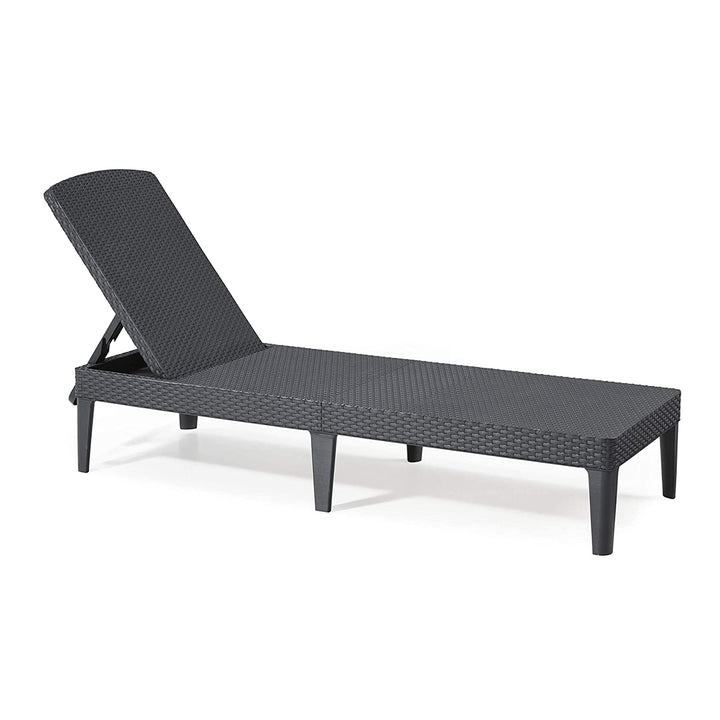 Chaise longue de jardin réglable Jaipur Sun Lounger, couleur graphite + coussin pour chaise longue Jaipur, couleur beige, tissu S-550 Melange, dimensions 190 x 60 cm