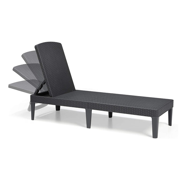 Chaise longue de jardin réglable Jaipur Sun Lounger, couleur graphite + coussin pour chaise longue Jaipur, couleur beige, tissu S-550 Melange, dimensions 190 x 60 cm