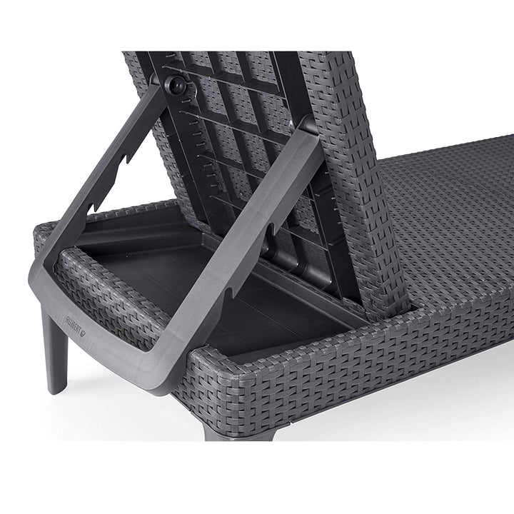 Chaise longue de jardin réglable Jaipur Sun Lounger, couleur graphite + coussin pour chaise longue Jaipur, couleur beige, tissu S-550 Melange, dimensions 190 x 60 cm