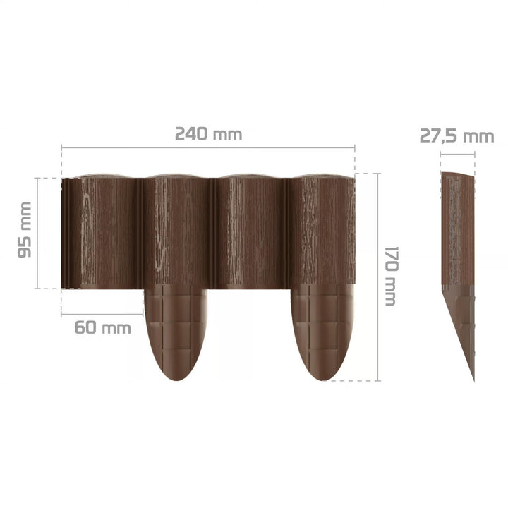 Palissade de jardin Cellfast, aspect bois, résistante au gel, longueur 7,2 m, couleur marron, 34-031