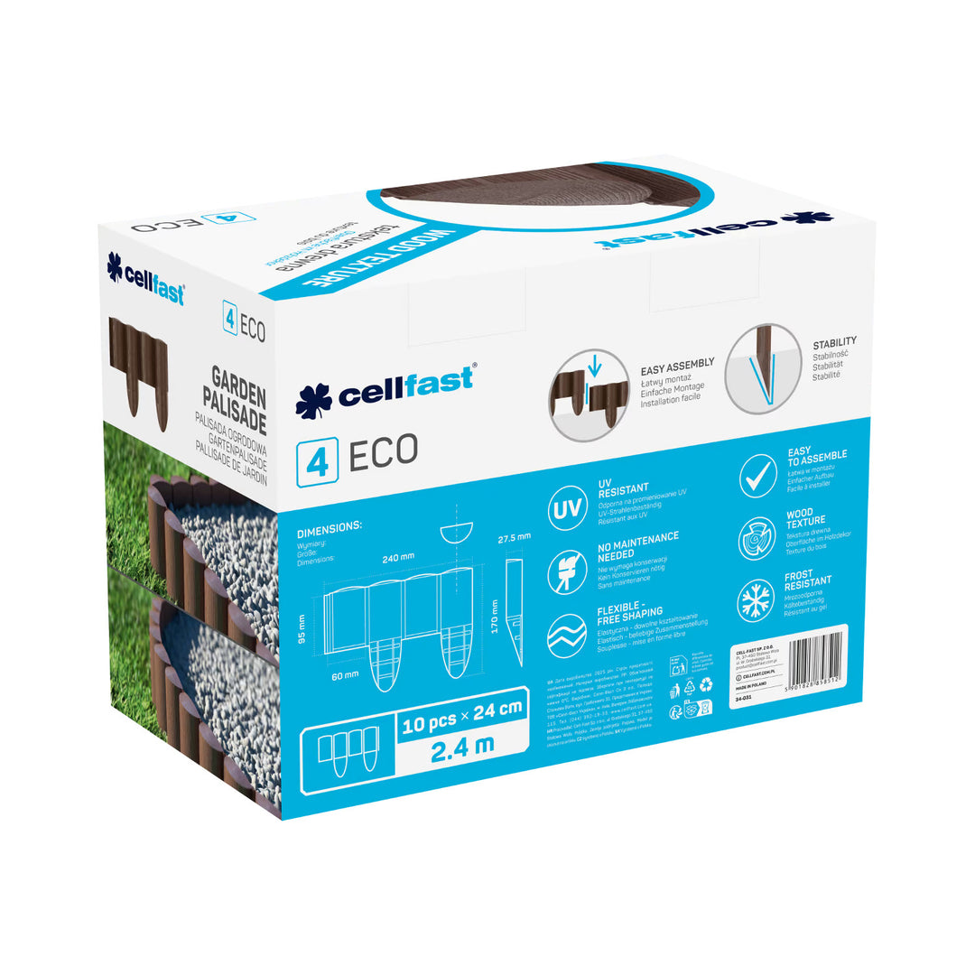 Palissade de jardin Cellfast, aspect bois, résistante au gel, longueur 14,4 m, couleur marron, 34-031