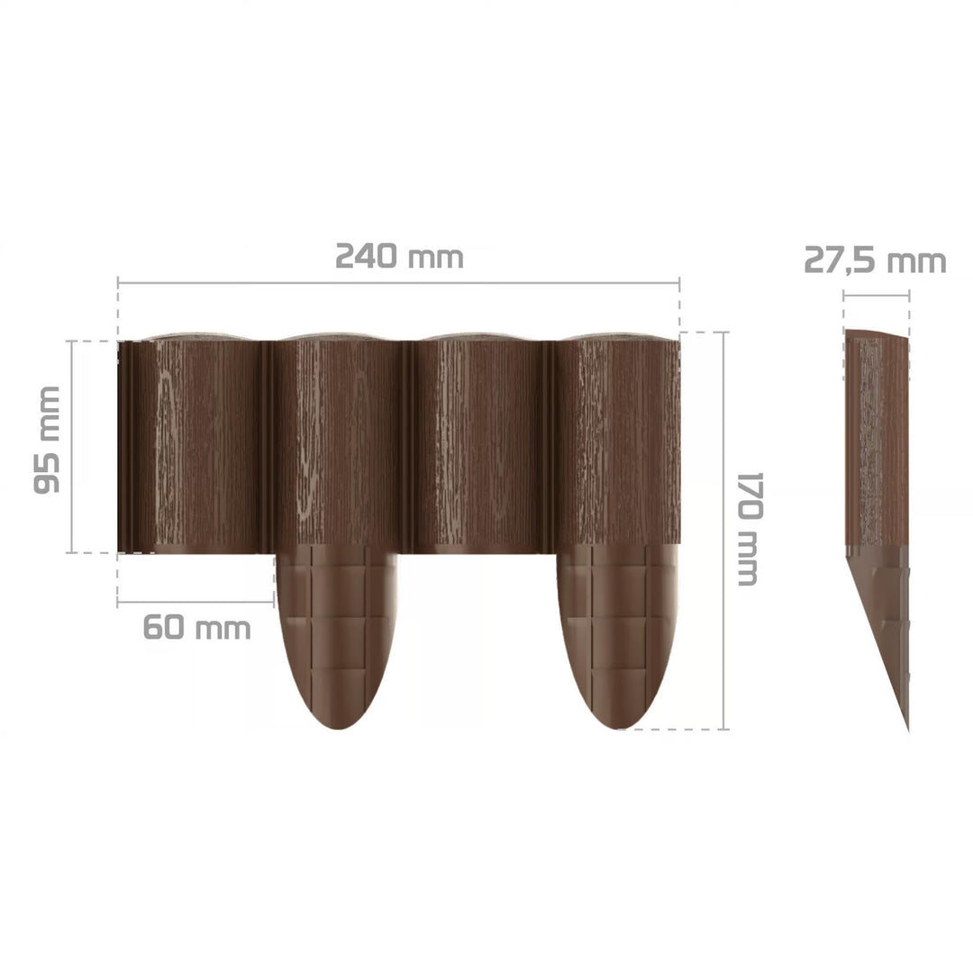 Palissade de jardin Cellfast, aspect bois, résistante au gel, longueur 21,6 m, couleur marron, 34-031