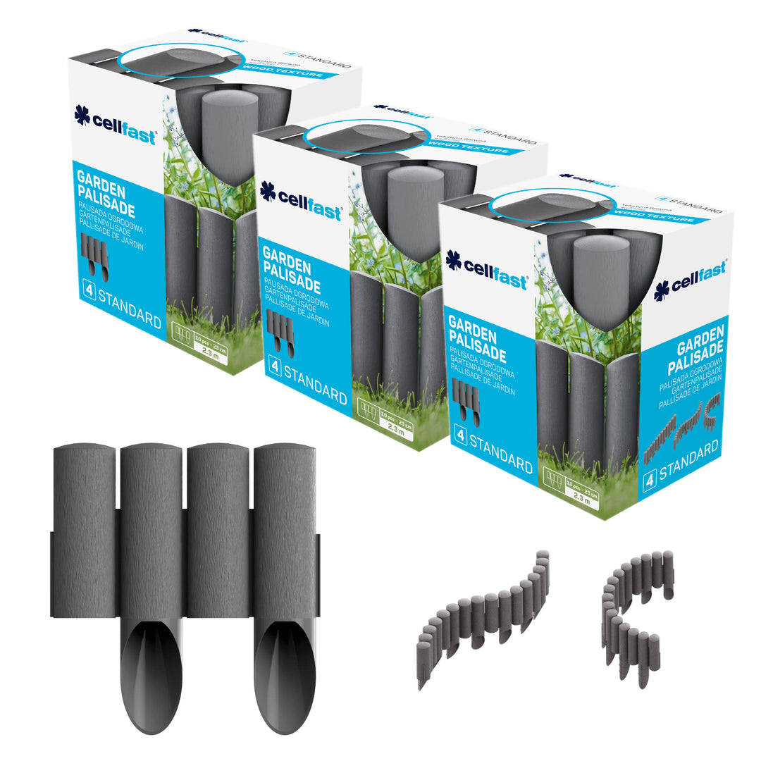 Palissade de jardin Cellfast, aspect bois, résistante au gel, longueur 6,9 m, couleur graphite, 34-044