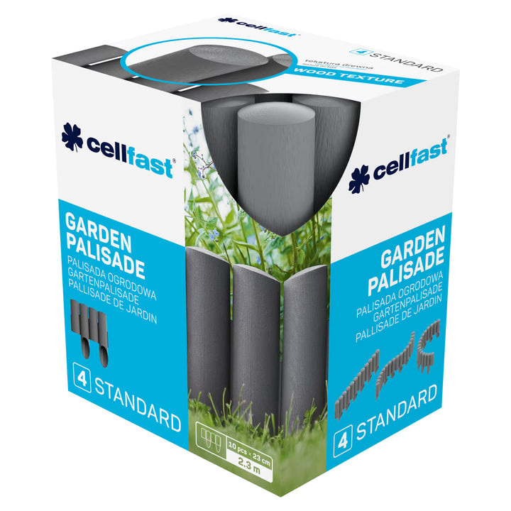 Palissade de jardin Cellfast, aspect bois, résistante au gel, longueur 20,7 m, couleur graphite, 34-044