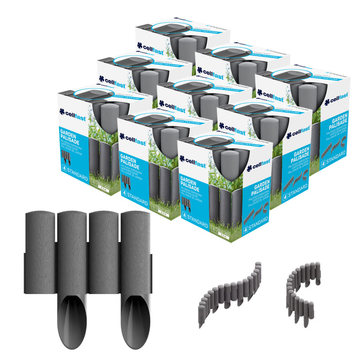 Palissade de jardin Cellfast, aspect bois, résistante au gel, longueur 20,7 m, couleur graphite, 34-044