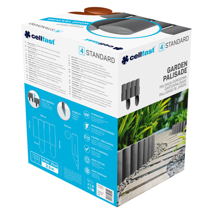 Palissade de jardin Cellfast, aspect bois, résistante au gel, longueur 6,9 m, couleur brique, 34-043