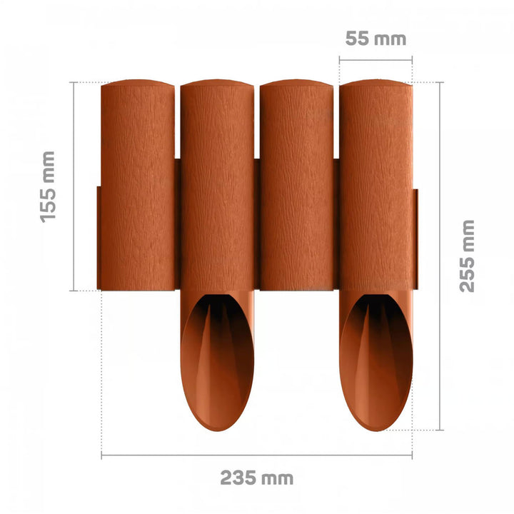 Palissade de jardin Cellfast, aspect bois, résistante au gel, longueur 20,7 m, couleur brique, 34-043