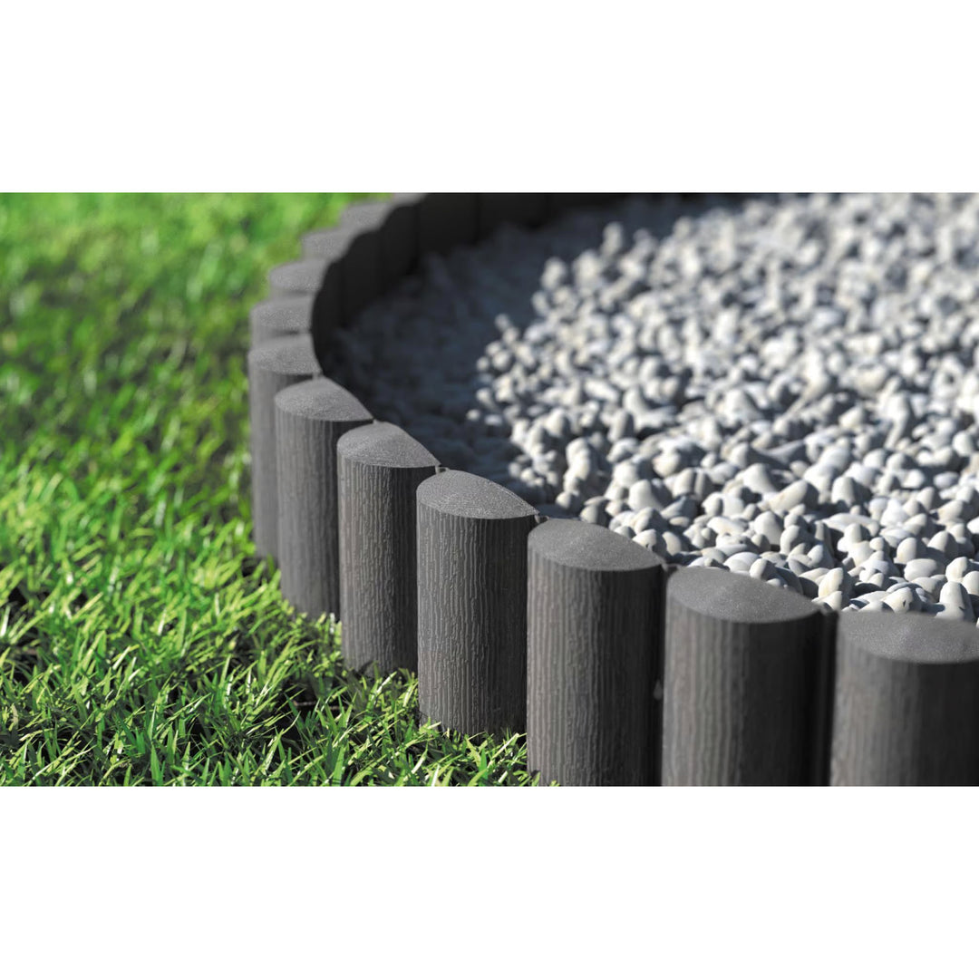 Palissade de jardin Cellfast, aspect bois, résistante au gel, longueur 7,2 m, couleur graphite, 34-054