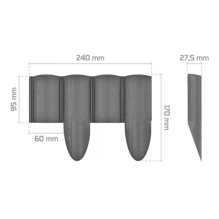 Palissade de jardin Cellfast, aspect bois, résistante au gel, longueur 14,4 m, couleur graphite, 34-054