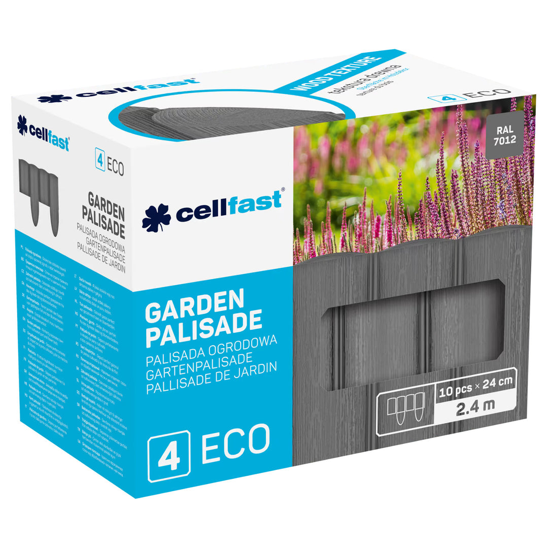 Palissade de jardin Cellfast, aspect bois, résistante au gel, longueur 21,6 m, couleur graphite, 34-054