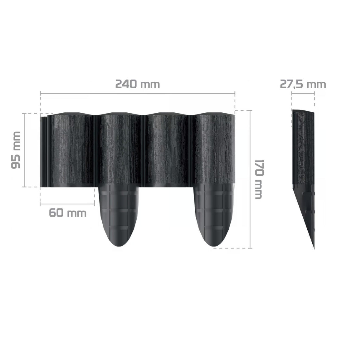 Palissade de jardin Cellfast, aspect bois, résistante au gel, longueur 7,2 m, couleur anthracite, 34-032