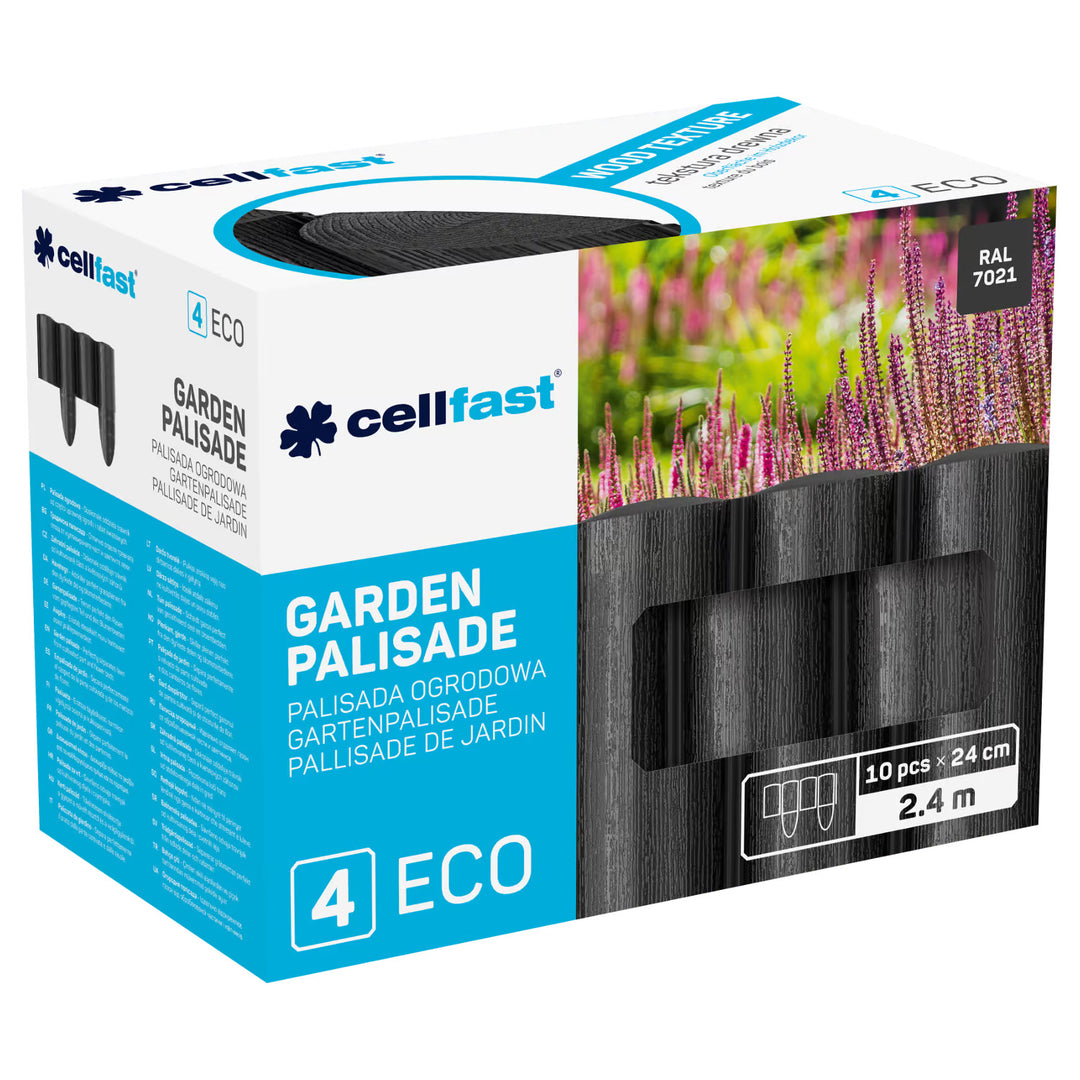 Palissade de jardin Cellfast, aspect bois, résistante au gel, longueur 7,2 m, couleur anthracite, 34-032