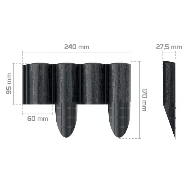 Palissade de jardin Cellfast, aspect bois, résistante au gel, longueur 14,4 m, couleur anthracite, 34-032