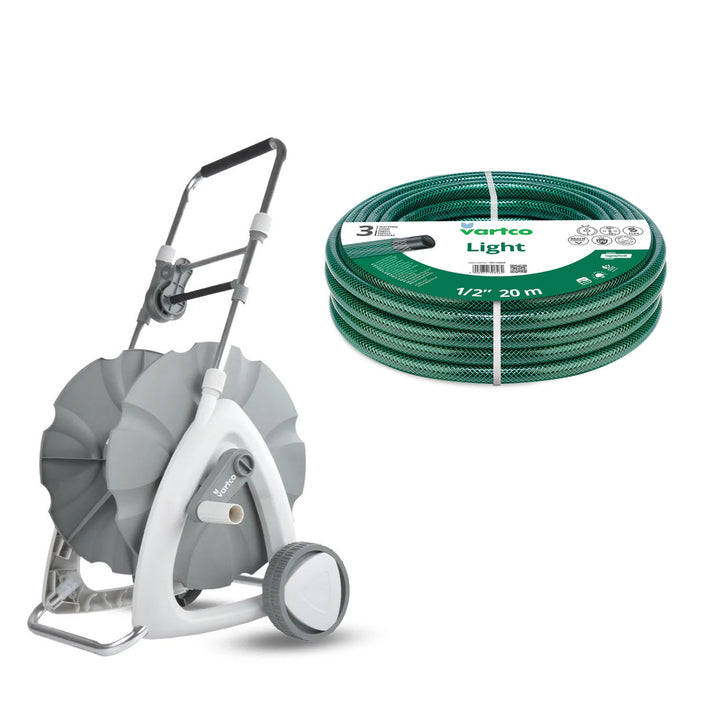 Chariot pour tuyau d'arrosage + tuyau d'arrosage Vartco Light 1/2" 15 m Agaplast