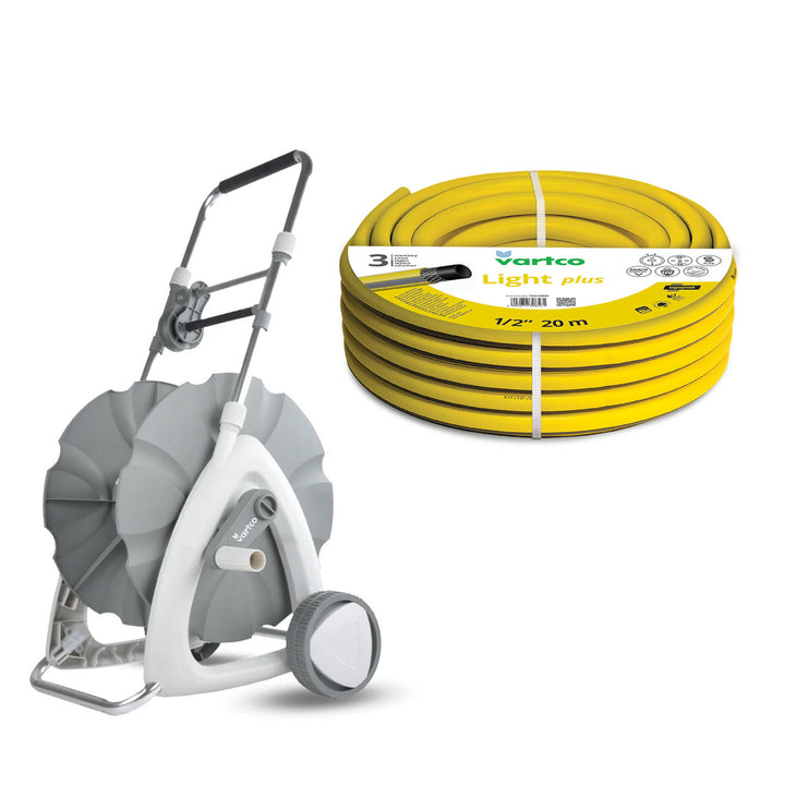 Chariot pour tuyau d'arrosage + tuyau d'arrosage Vartco Light Plus 1/2" 20 m Agaplast