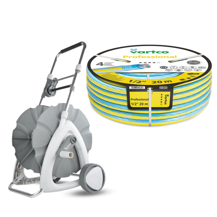 Chariot pour tuyau d'arrosage 1/2" 45 m + Tuyau d'arrosage Vartco Professional 1/2" 20 m Agaplast