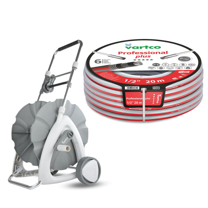 Chariot pour tuyau d'arrosage 1/2" 45 m + Tuyau d'arrosage Vartco Professional Plus 1/2" 20 m Agaplast