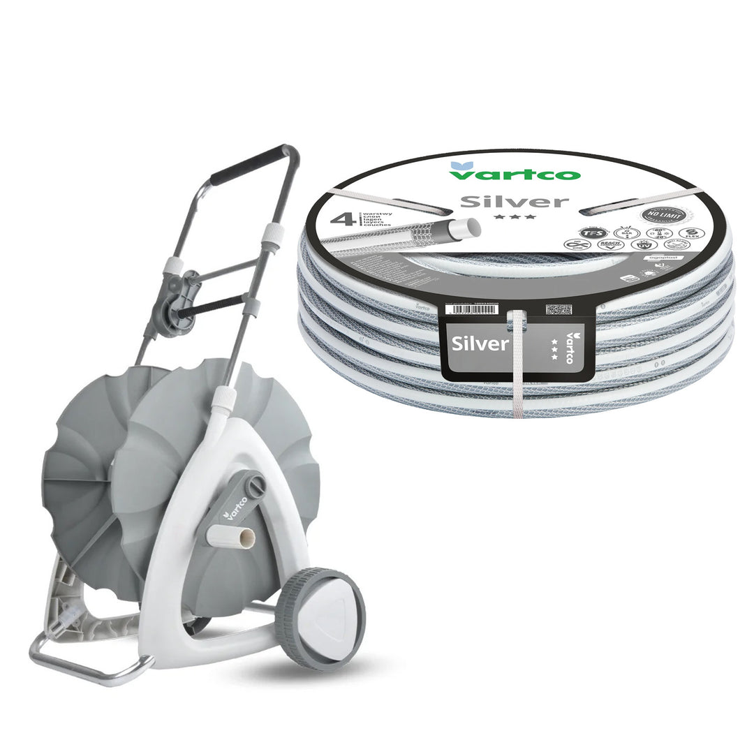 Chariot pour tuyau d'arrosage + tuyau d'arrosage Vartco Silver 1/2" 30 m Agaplast