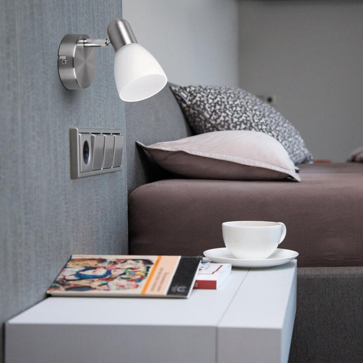 Lampe Soma Spot E14, max. 40 W, chrome satiné, opale, 6301, 2 pièces