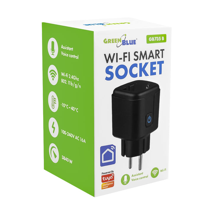 Prise WiFi GreenBlue à commande à distance, compatible Android/iOS/Alexa/Google Home, minuterie, wattmètre, max. 16 A/3 840 W, GB735 B, lot de 3
