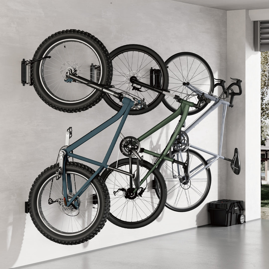 Support mural pour vélos Maclean, charge maximale de 35 kg, angle d'inclinaison réglable, acier, MC-171, lot de 4 pièces