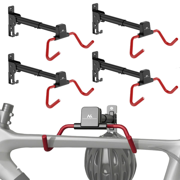 Support mural pour vélos Maclean, horizontal, en acier, charge maximale 30 kg, angle réglable, MC-172, lot de 4