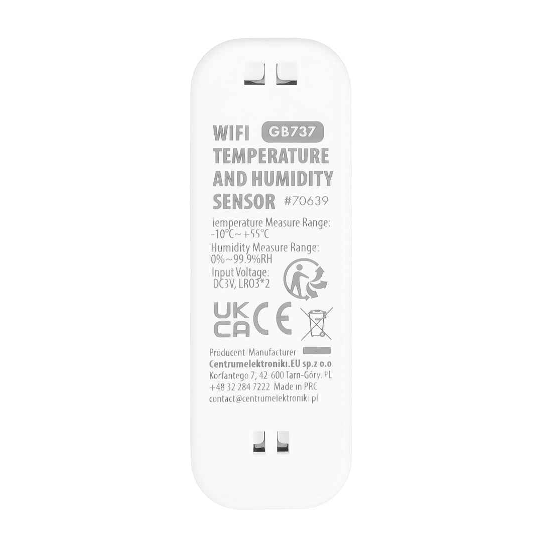 Capteur de température et d'humidité Wi-Fi GreenBlue, compatible Android/iOS/Alexa/Google Home, 3,0 V CC, LR03x2, GB737 + 2 piles alcalines R-03 LR03 AAA Varta Industrial 4003