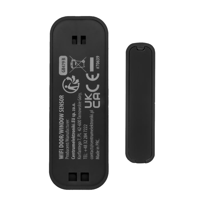Contacteur sans fil / capteur d'ouverture Wi-Fi GreenBlue, Android/iOS, pour portes / fenêtres, 3,0 V CC, LR03x2, GB479 B, 2 pièces + 4 piles alcalines AAA Varta Industrial 4003