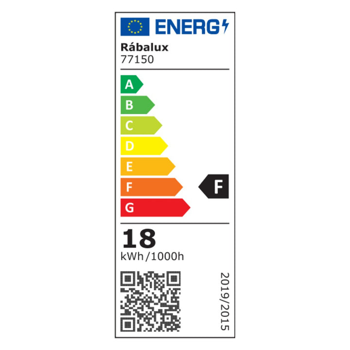 Lampe Rabalux Rapla2 LED 18 W, noire, IP65, classe énergétique F, réglage de la température de couleur : 2 700, 4 000, 6 500 K, 77150