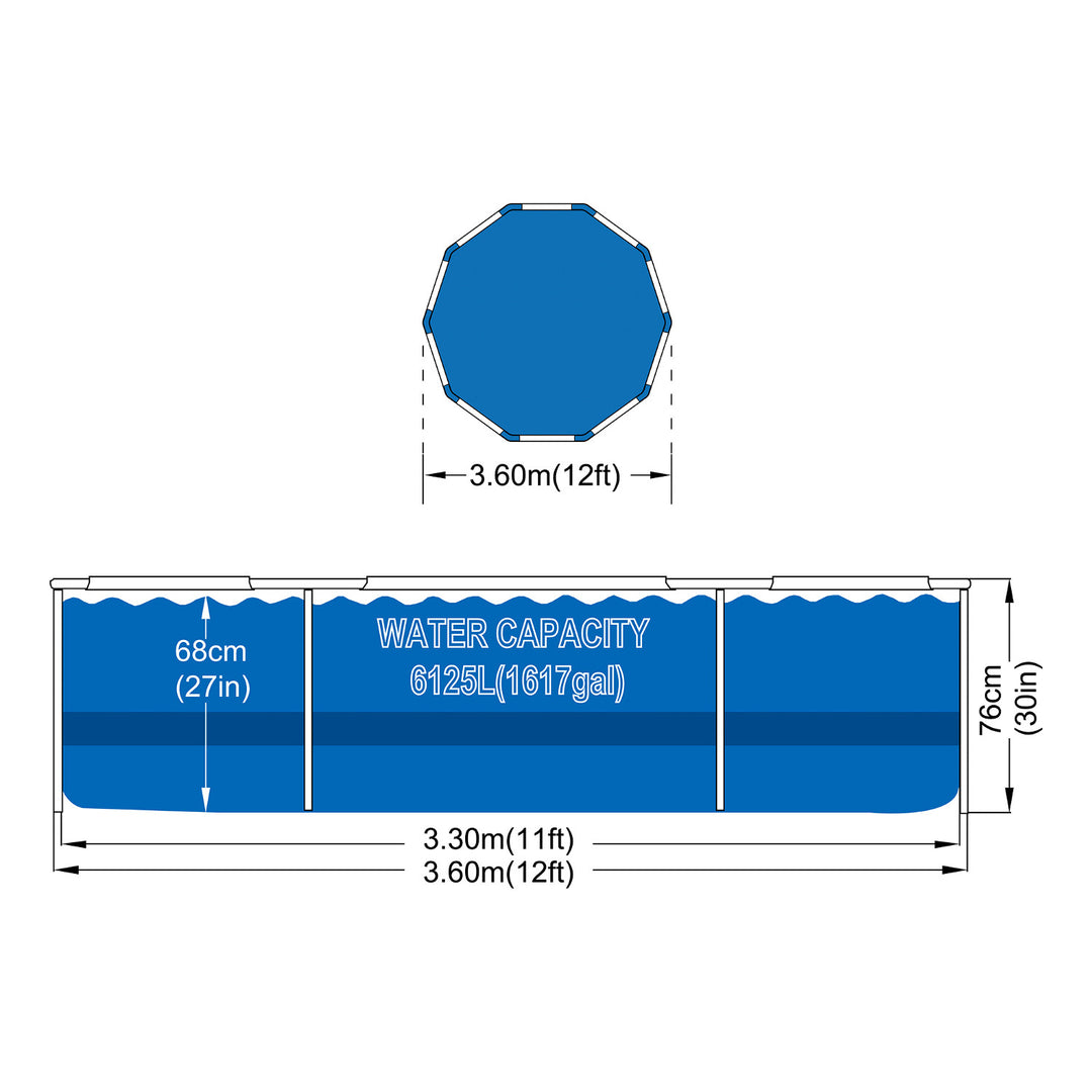 Piscine hors sol AVENLI ronde 366 x 76, ensemble d'une capacité de 6 125 l