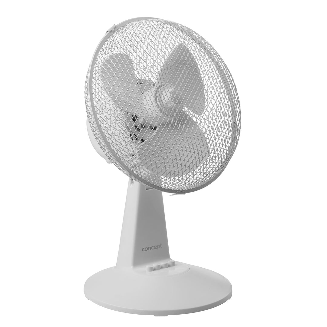 Ventilateur de bureau Concept, couleur blanche, 3 vitesses, oscillation, fonctionnement silencieux, inclinaison réglable, VS5040