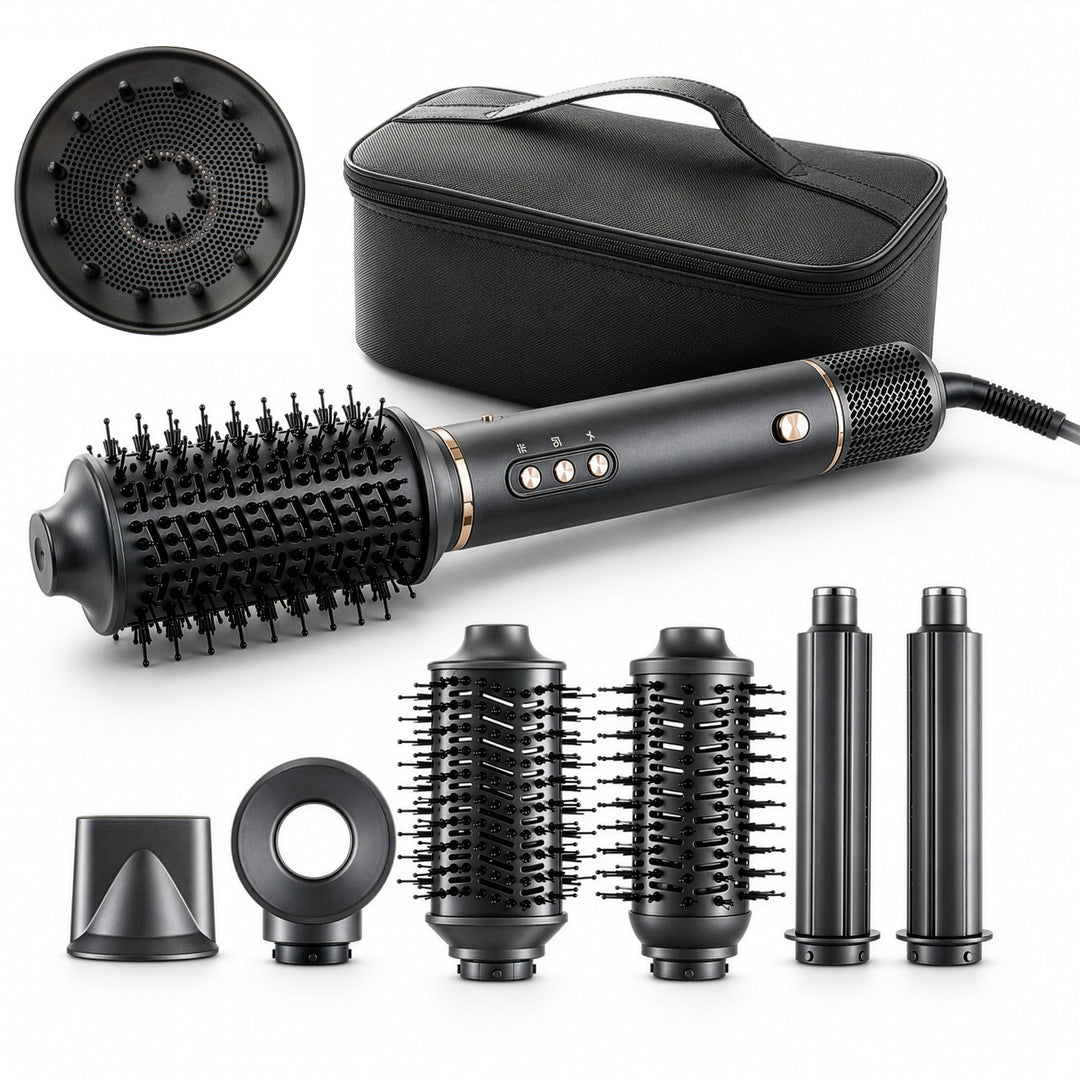 Sèche-cheveux et fer à boucler 7 en 1 - 7 embouts, ionisation, air froid, 3 températures, 3 vitesses, étui de voyage, AD 2030, Adler
