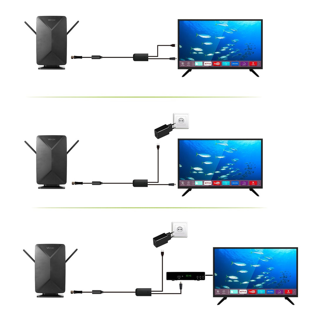 Antenne active, d'intérieur, d'extérieur, DVB-T2, télévision terrestre 4K, Vayox