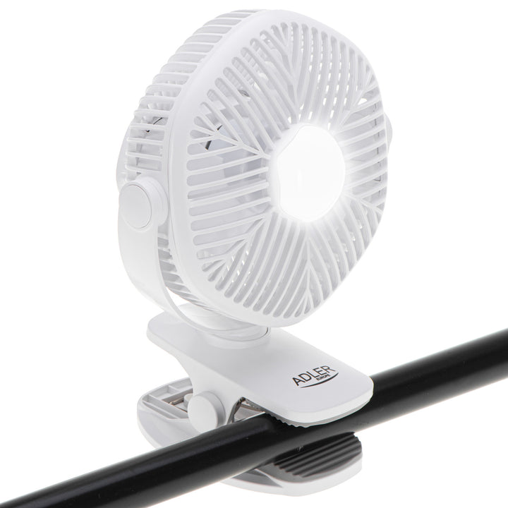 Ventilateur sans fil 5"/12,7 cm avec clip - USB / LED, AD 7335, Adler